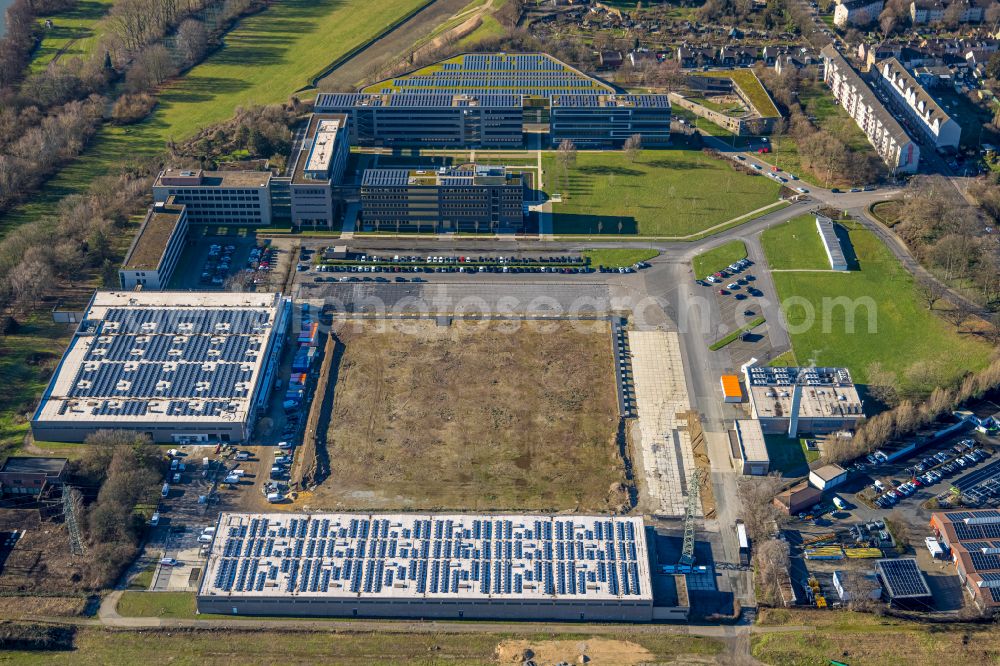 Mülheim an der Ruhr from the bird's eye view: Development area and building land fallow on the site ALDI Sued on Burgstrasse in Muelheim an der Ruhr in the Ruhr area in the state of North Rhine-Westphalia, Germany