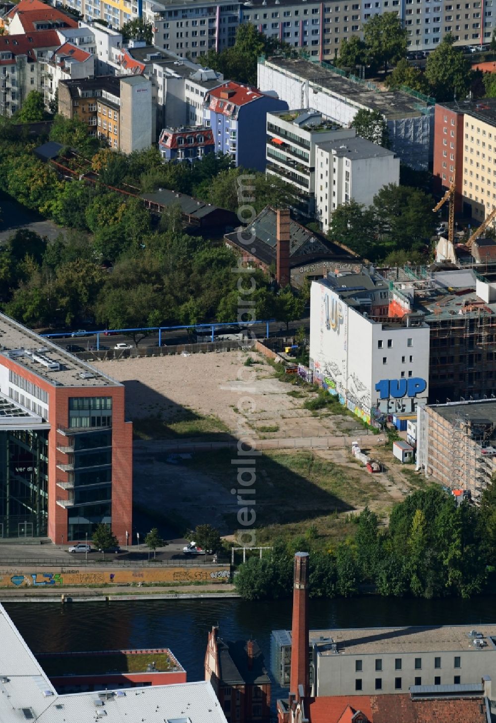 Berlin from above - Development area and building land fallow on Koepenicker Strasse in the district Mitte in Berlin, Germany