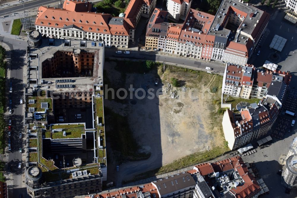 Aerial image Dresden - Development area and building land fallow at the Landhausstrasse and the Rampische Strasse in Dresden in the state Saxony