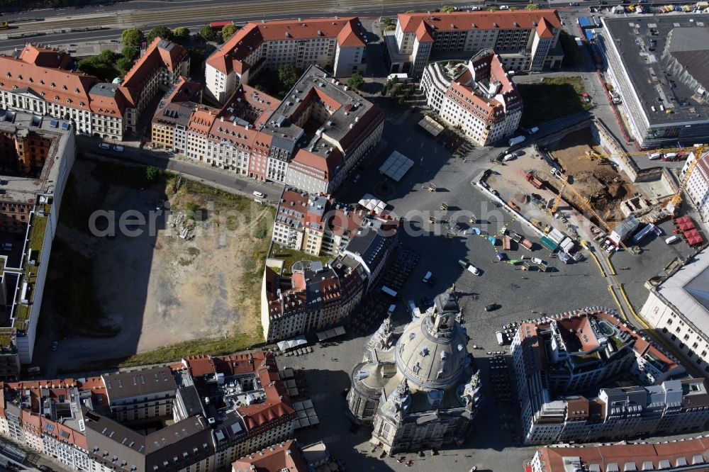 Dresden from above - Development area and building land fallow at the Landhausstrasse and the Rampische Strasse in Dresden in the state Saxony