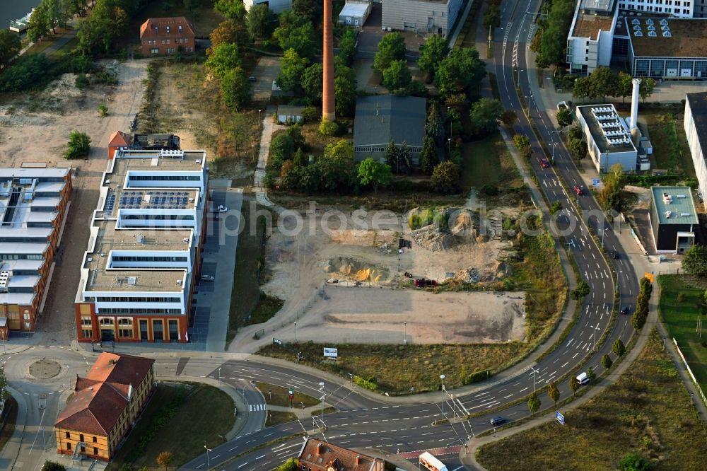 Aerial image Magdeburg - Development area and building land fallow Otto-Hahn-Strasse - Sandtorstrasse - Joseph-von-Fraunhofer-Strasse in the district Alte Neustadt in Magdeburg in the state Saxony-Anhalt, Germany