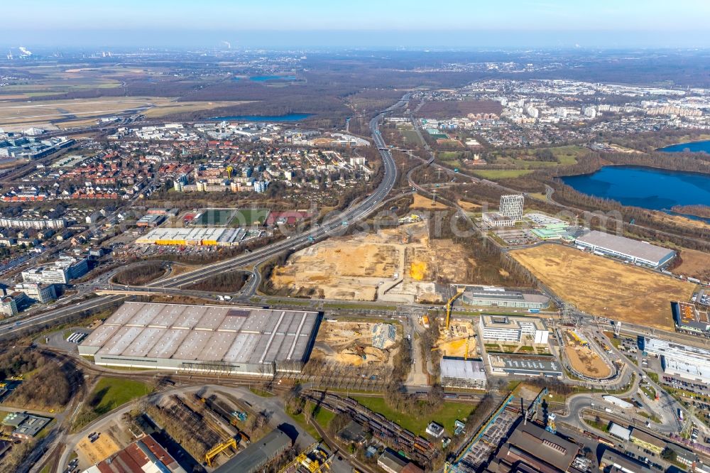 Aerial image Düsseldorf - Development area and building land fallow on Theodorstrasse - Am Huelserhof in Duesseldorf in the state North Rhine-Westphalia, Germany