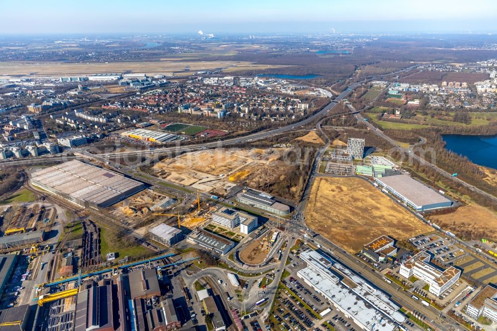 Aerial photograph Düsseldorf - Development area and building land fallow on Theodorstrasse - Am Huelserhof in Duesseldorf in the state North Rhine-Westphalia, Germany