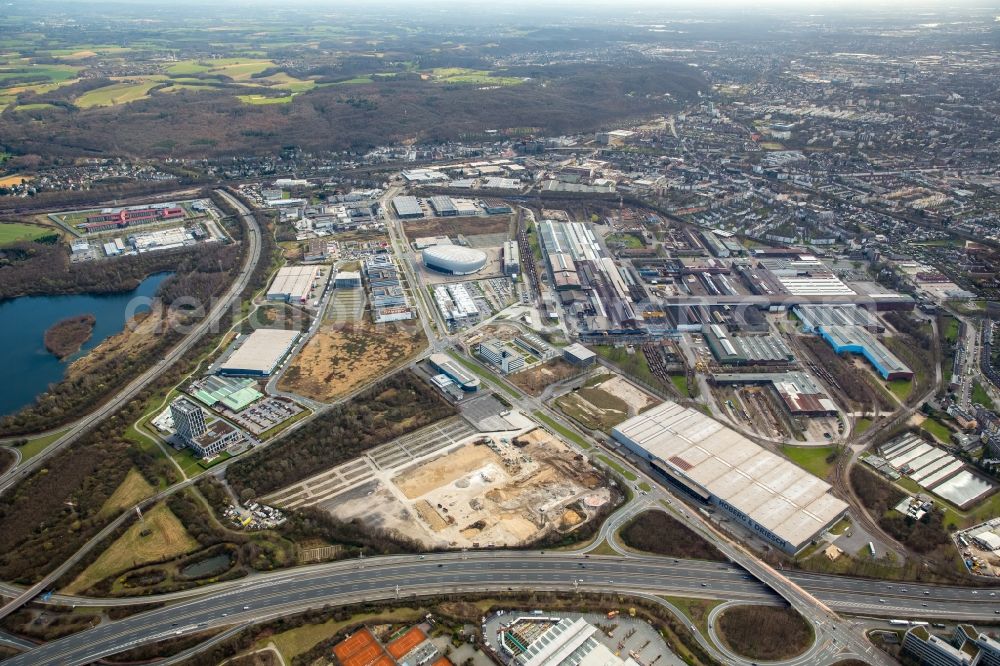 Düsseldorf from the bird's eye view: Development area and building land fallow on Theodorstrasse - Am Huelserhof in Duesseldorf in the state North Rhine-Westphalia, Germany