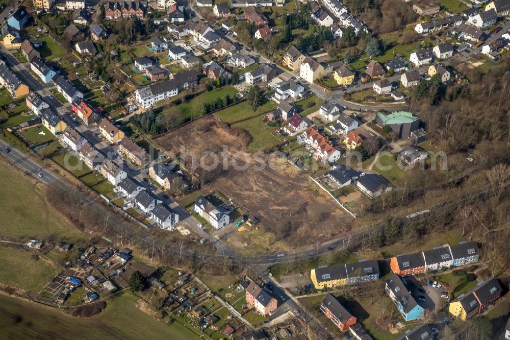 Hattingen from above - Development area and building land fallow on Wuppertaler Strasse in Hattingen in the state North Rhine-Westphalia, Germany