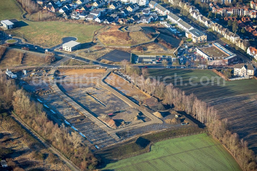 Bochum from above - Development area and building land fallow to the new building area Wohnpark Hiltrop on the former area of the lime sandstone work to Dietrich Benking-street in the district of Hiltrop in Bochum in the federal state North Rhine-Westphalia