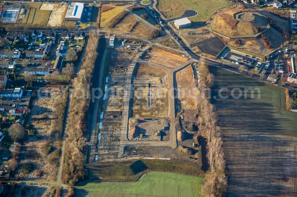 Aerial image Bochum - Development area and building land fallow to the new building area Wohnpark Hiltrop on the former area of the lime sandstone work to Dietrich Benking-street in the district of Hiltrop in Bochum in the federal state North Rhine-Westphalia