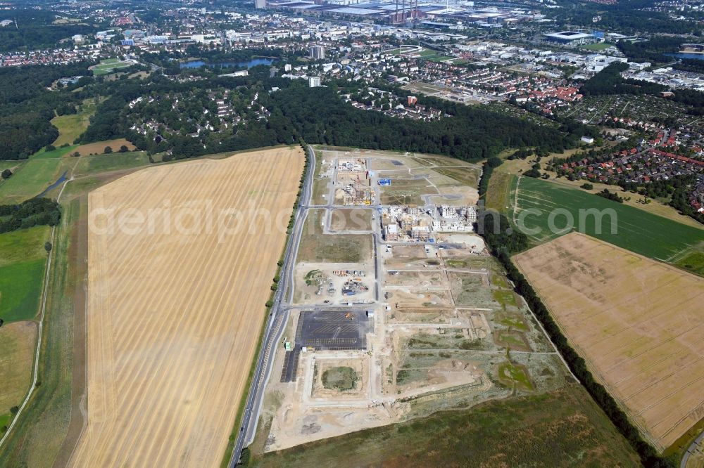 Aerial photograph Wolfsburg - Development area and building land fallow along the L322 in Wolfsburg in the state Lower Saxony, Germany