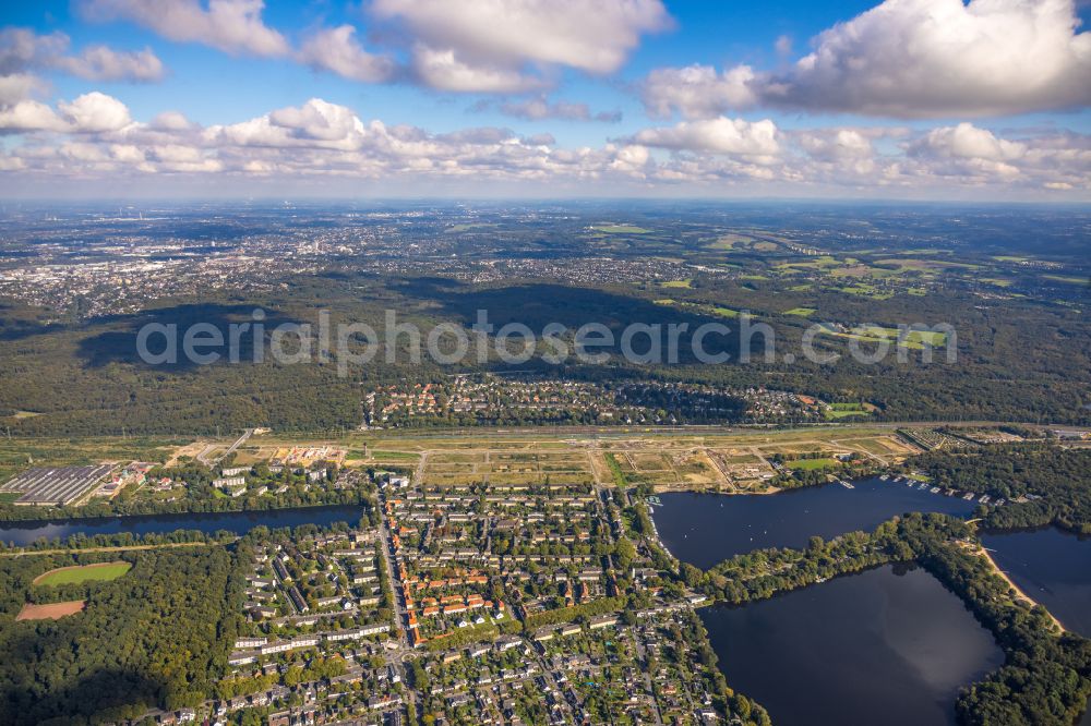 Duisburg from above - development area and building land for the new construction of the Quartier am Wasserturm in the Wedau district in Duisburg in the Ruhr area in the state North Rhine-Westphalia, Germany