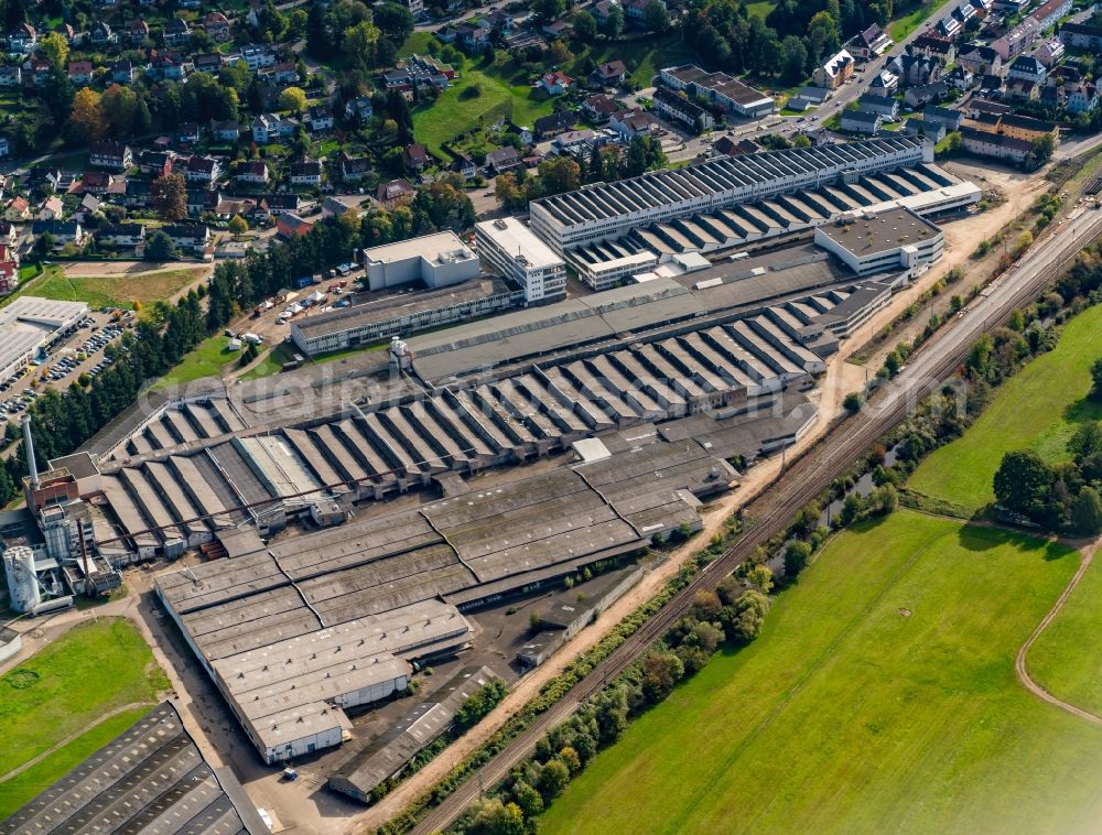 Gengenbach from above - Development area of former industrial and commercial area Hukla on Leutkirchstrasse - Allmend in Gengenbach in the state Baden-Wuerttemberg, Germany