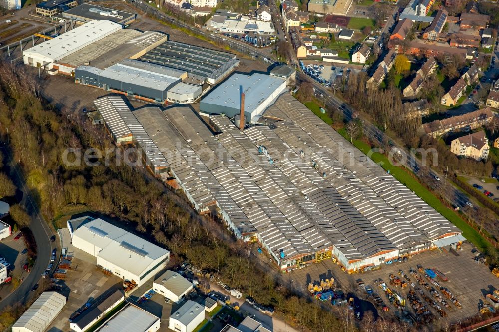 Hattingen from above - Development area of former industrial and commercial area O&K Kone-Site on the road to Nierenhofer planned refugee shelter in Hattingen in the state North Rhine-Westphalia