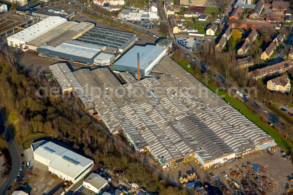 Hattingen from the bird's eye view: Development area of former industrial and commercial area O&K Kone-Site on the road to Nierenhofer planned refugee shelter in Hattingen in the state North Rhine-Westphalia