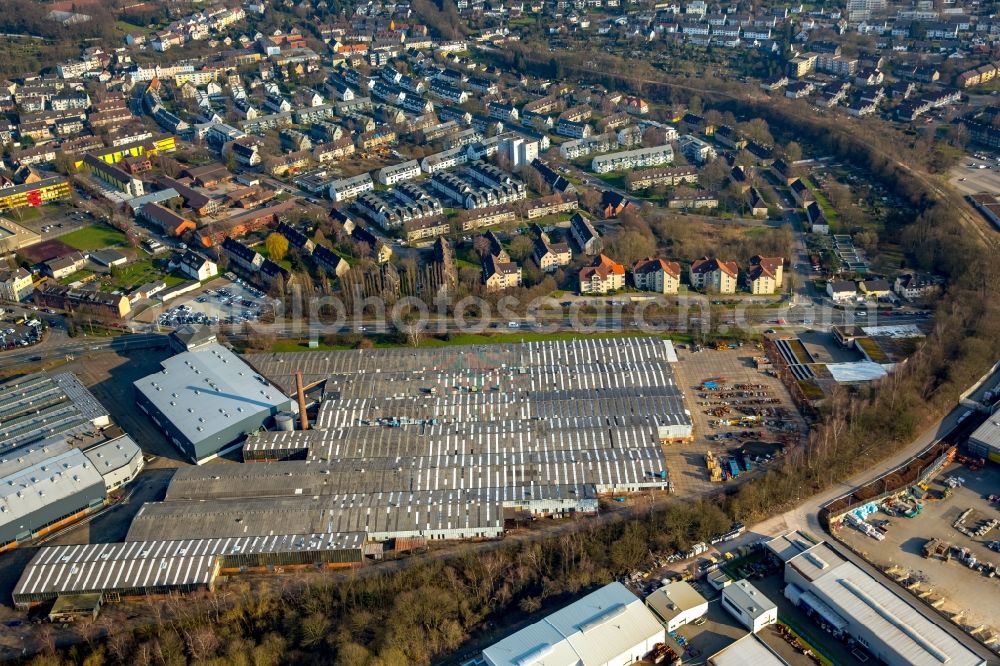 Hattingen from above - Development area of former industrial and commercial area O&K Kone-Site on the road to Nierenhofer planned refugee shelter in Hattingen in the state North Rhine-Westphalia