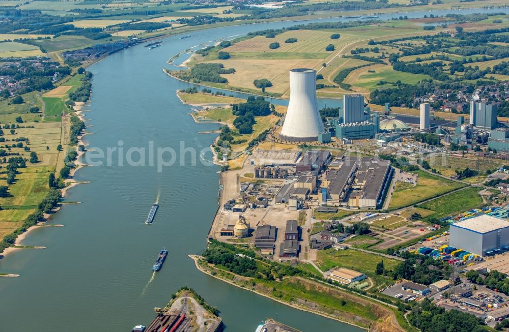 Duisburg from the bird's eye view: Development area of former industrial and commercial area of of Duisburger Hafen AG Logport VI 6 on Rhine river in Duisburg in the state North Rhine-Westphalia, Germany