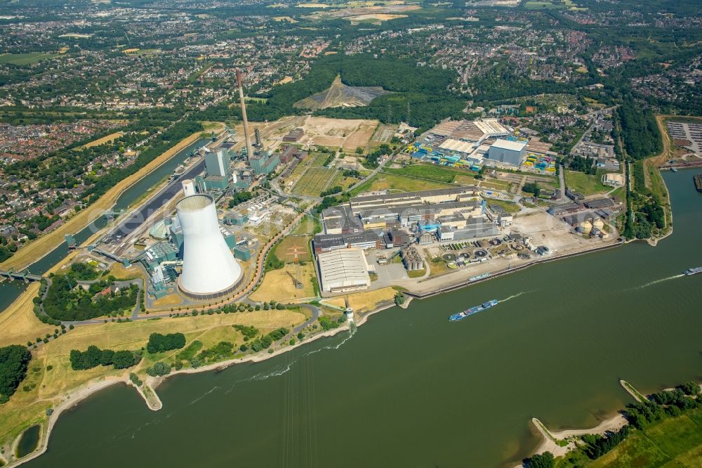 Duisburg from above - Development area of former industrial and commercial area of of Duisburger Hafen AG Logport VI 6 on Rhine river in Duisburg in the state North Rhine-Westphalia, Germany