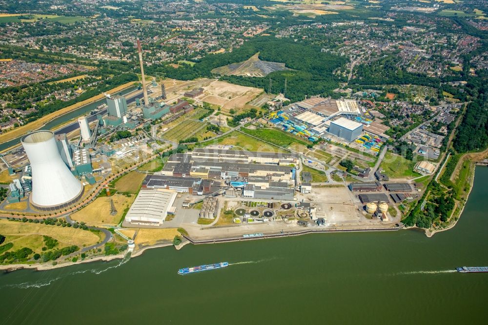 Duisburg from the bird's eye view: Development area of former industrial and commercial area of of Duisburger Hafen AG Logport VI 6 on Rhine river in Duisburg in the state North Rhine-Westphalia, Germany