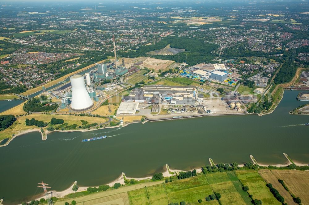 Duisburg from above - Development area of former industrial and commercial area of of Duisburger Hafen AG Logport VI 6 on Rhine river in Duisburg in the state North Rhine-Westphalia, Germany