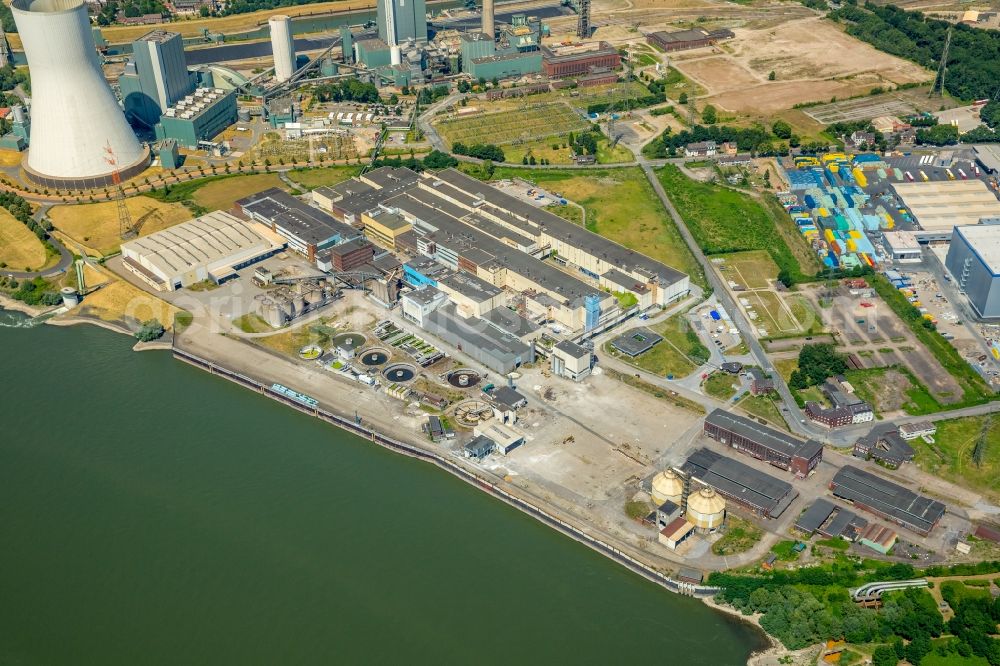 Aerial image Duisburg - Development area of former industrial and commercial area of of Duisburger Hafen AG Logport VI 6 on Rhine river in Duisburg in the state North Rhine-Westphalia, Germany