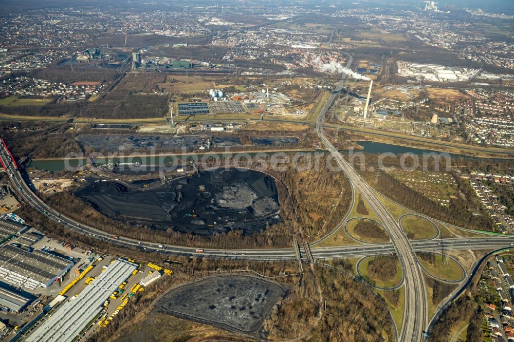 Aerial image Essen - Storage area for coal in Essen in the state North Rhine-Westphalia, Germany