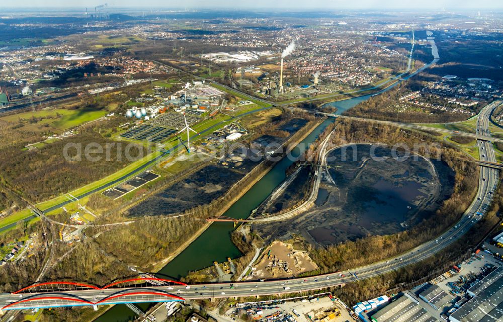 Essen from above - Storage area for coal in Essen in the state North Rhine-Westphalia, Germany