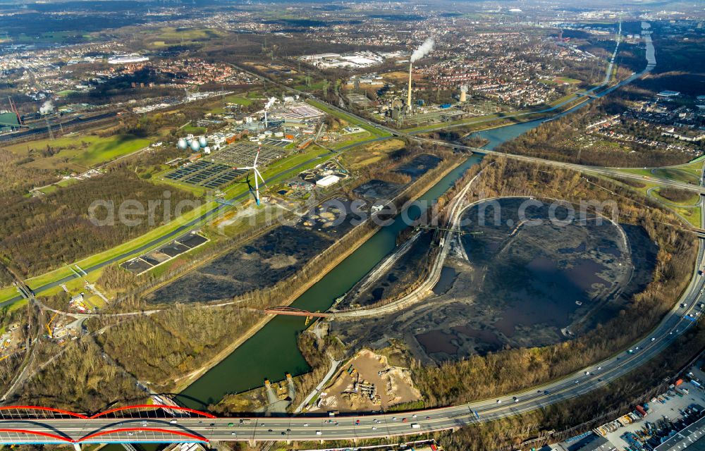 Essen from the bird's eye view: Storage area for coal in Essen in the state North Rhine-Westphalia, Germany