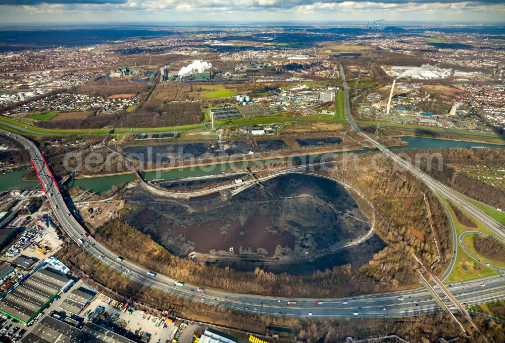 Aerial image Essen - Storage area for coal in Essen in the state North Rhine-Westphalia, Germany