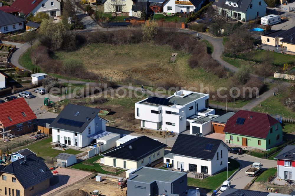 Aerial image Magdeburg - Single-family residential development area on pear garden in Magdeburg Ottersleben