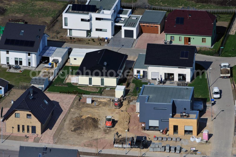 Aerial image Magdeburg - Single-family residential development area on pear garden in Magdeburg Ottersleben