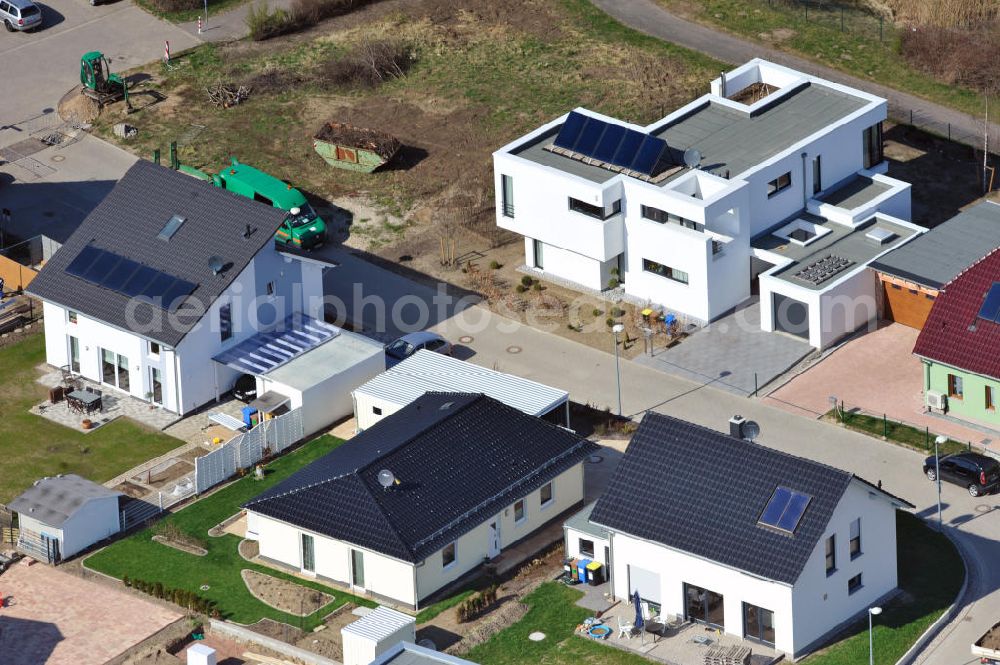 Aerial photograph Magdeburg - Single-family residential development area on pear garden in Magdeburg Ottersleben