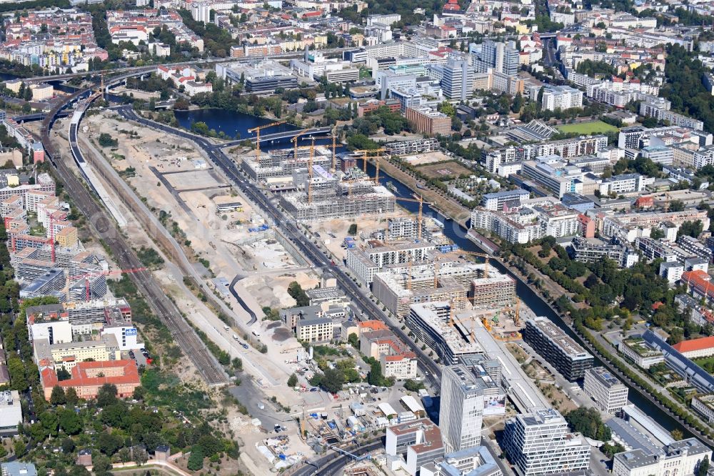 Berlin from above - Development area of industrial wasteland of Europa City along the Heidestrasse in the district Moabit in Berlin, Germany