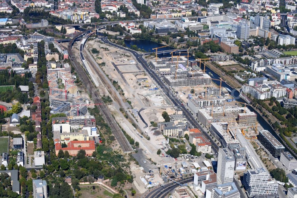 Aerial image Berlin - Development area of industrial wasteland of Europa City along the Heidestrasse in the district Moabit in Berlin, Germany