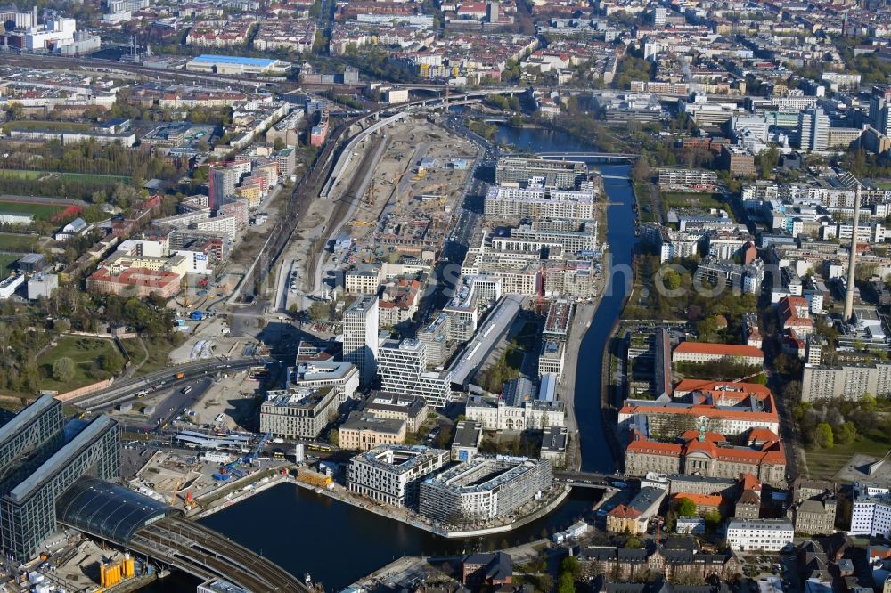 Berlin from above - Development area of industrial wasteland of Europa City along the Heidestrasse in the district Moabit in Berlin, Germany