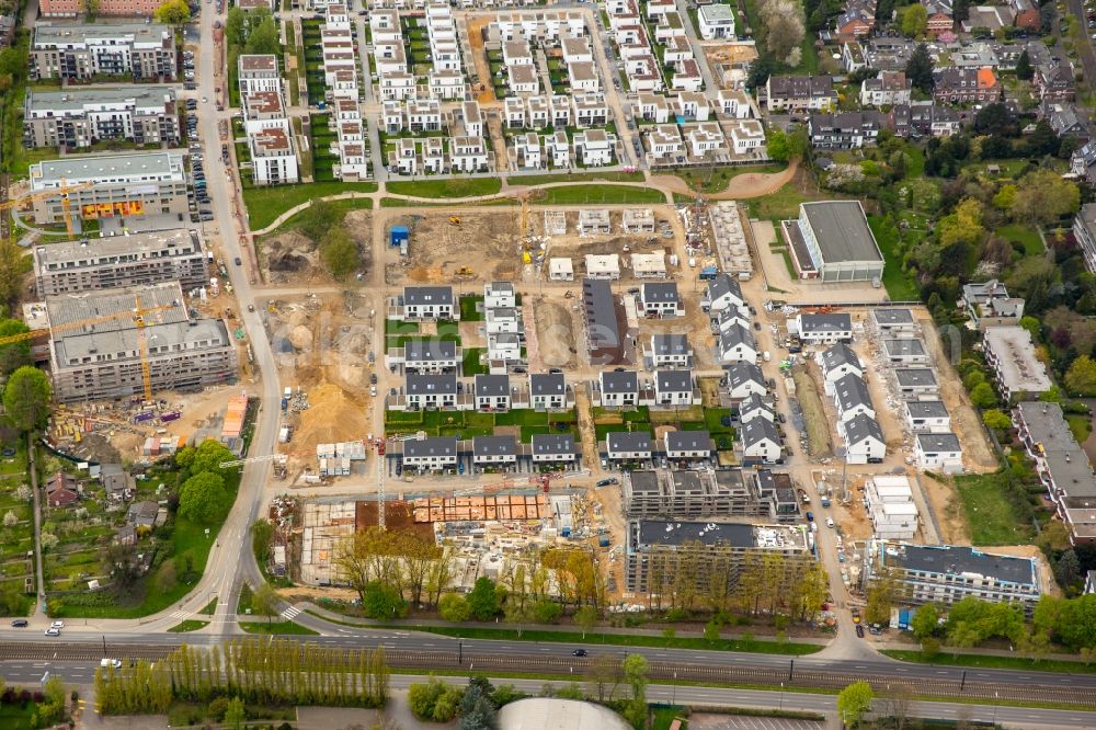 Aerial image Düsseldorf - Development area Gartenstadt Reitzenstein with construction sites on site of the former military barracks Reitzenstein in Duesseldorf in the state of North Rhine-Westphalia