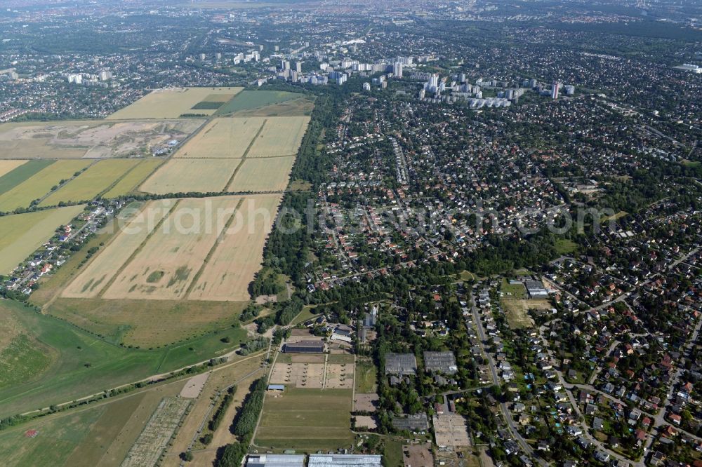 Aerial image Berlin - Development area of wasteland on the site of a former nurseryan der Pfauenkehre in Berlin in Germany