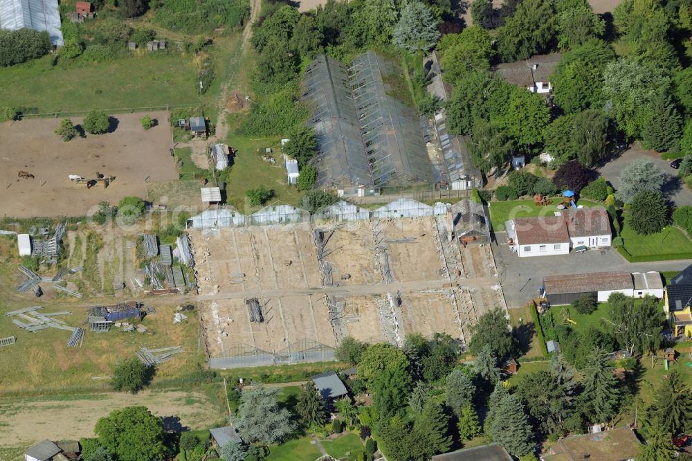 Berlin from the bird's eye view: Development area of wasteland on the site of a former nurseryan der Pfauenkehre in Berlin in Germany