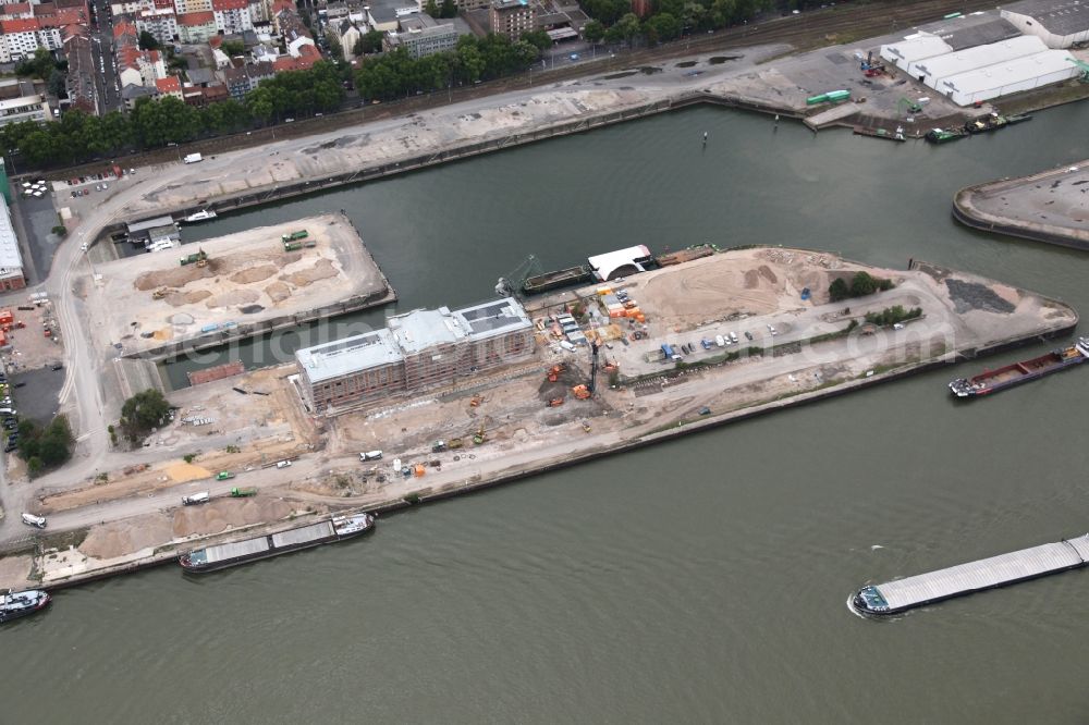 Aerial photograph Mainz - Development area on grounds of the former customs and inland port on the banks of the River Main in Mainz in Rhineland-Palatinate