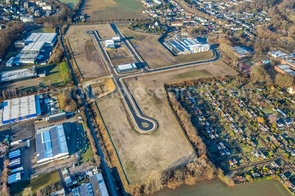 Aerial photograph Bochum - Development area of trade surfaces between the Josef Baumann street and the Lorrainer avenue on the former BOGESTRA depot in the district of Hiltrop in Bochum in the federal state North Rhine-Westphalia