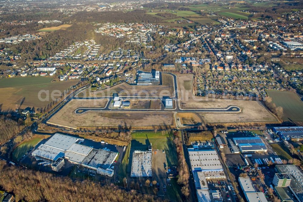 Bochum from the bird's eye view: Development area of trade surfaces between the Josef Baumann street and the Lorrainer avenue on the former BOGESTRA depot in the district of Hiltrop in Bochum in the federal state North Rhine-Westphalia