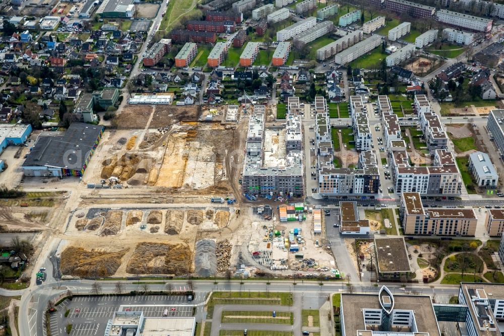 Aerial photograph Düsseldorf - Development area Grafental with construction sites along Roepkestrasse in Duesseldorf in the state of North Rhine-Westphalia