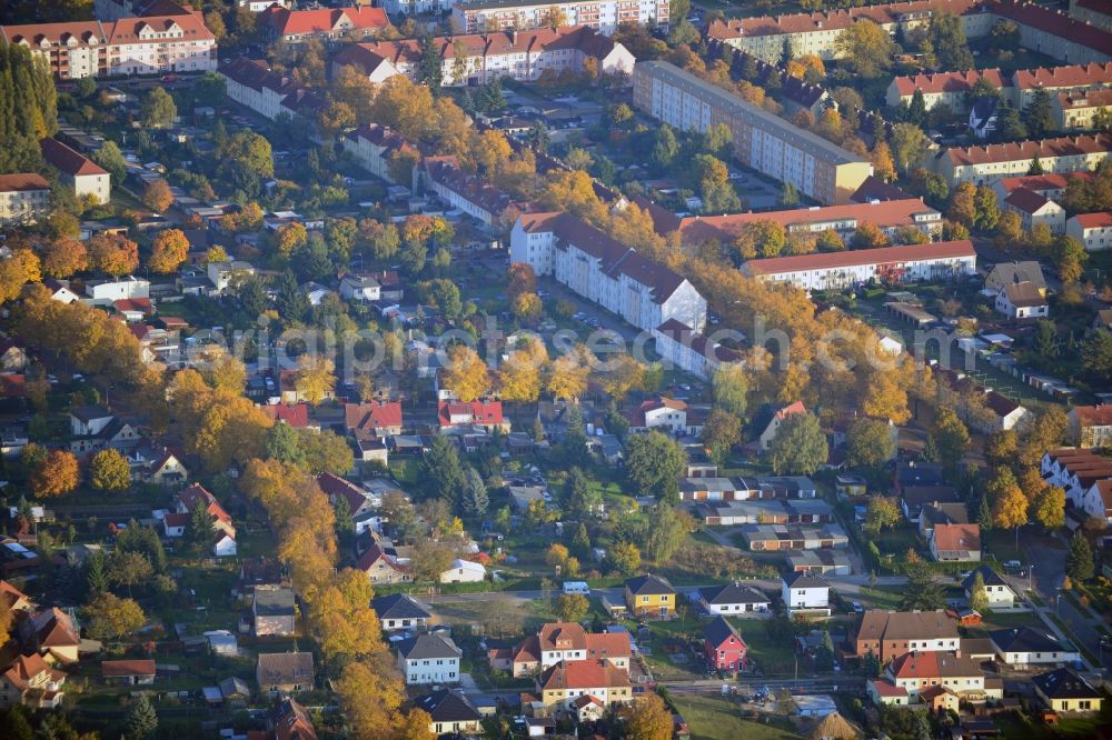 Hennigsdorf from the bird's eye view: Development Area Heideweg, Kiefernstraße, Brandenburgische Straße in Hennigsdorf in Brandenburg