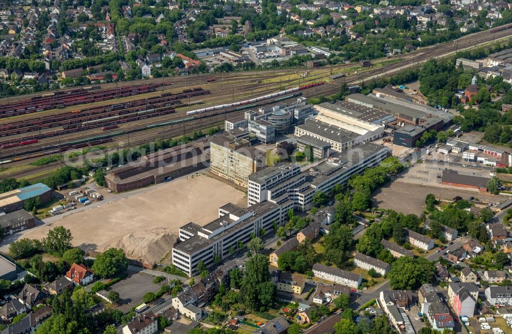 Oberhausen from the bird's eye view: Development area of industrial wasteland BABCOCK Fertigungszentrum GmbH on Duisburger Strasse in Oberhausen in the state North Rhine-Westphalia, Germany