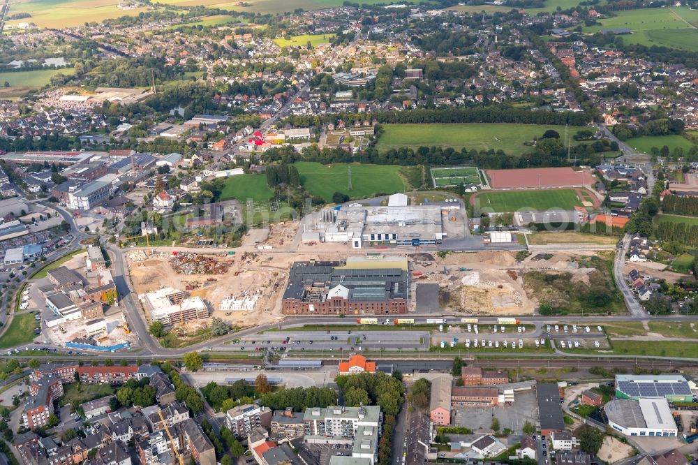 Kleve from above - Development area of industrial wasteland Bensdorp- Gelaende in Kleve in the state North Rhine-Westphalia, Germany