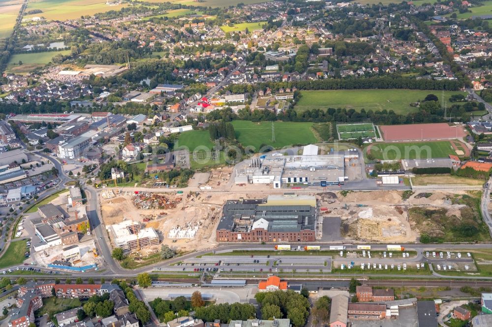 Kleve from the bird's eye view: Development area of industrial wasteland Bensdorp- Gelaende in Kleve in the state North Rhine-Westphalia, Germany