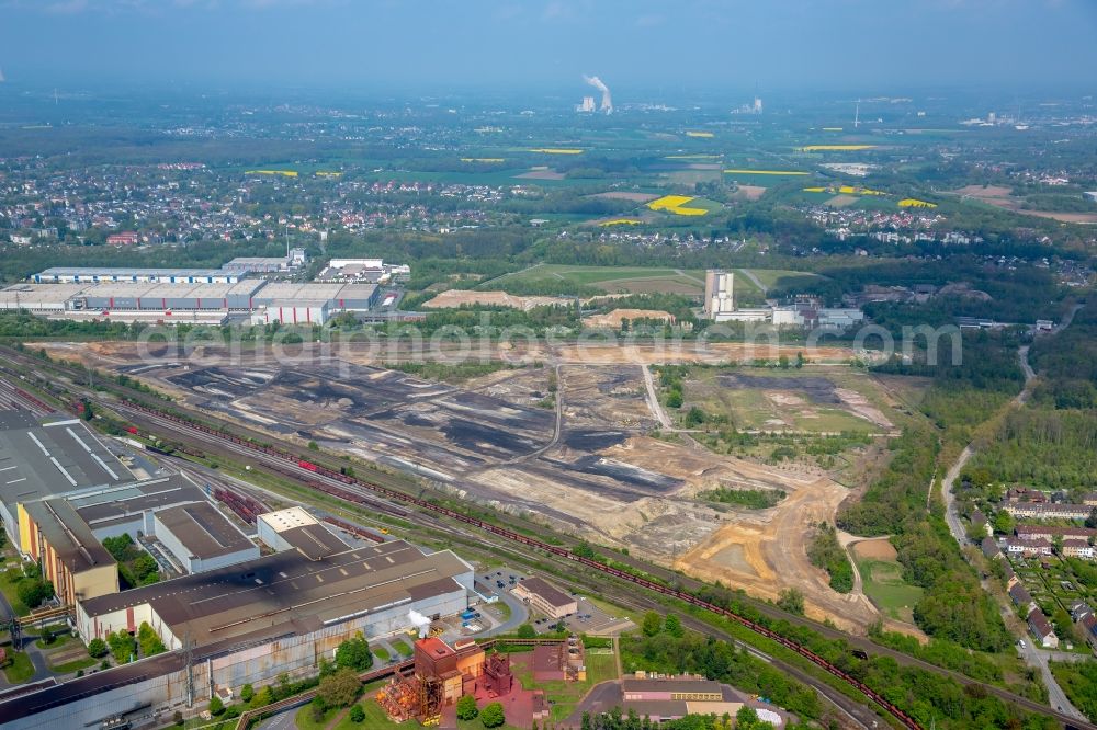 Dortmund from above - Development area of the industrial chain of Dortmund Logistik GmbH on the site of the former Westfalenhuette in Dortmund, North Rhine-Westphalia