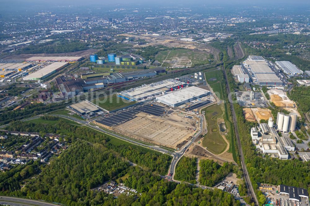 Dortmund from above - Development area of the industrial chain of Dortmund Logistik GmbH on the site of the former Westfalenhuette in Dortmund, North Rhine-Westphalia