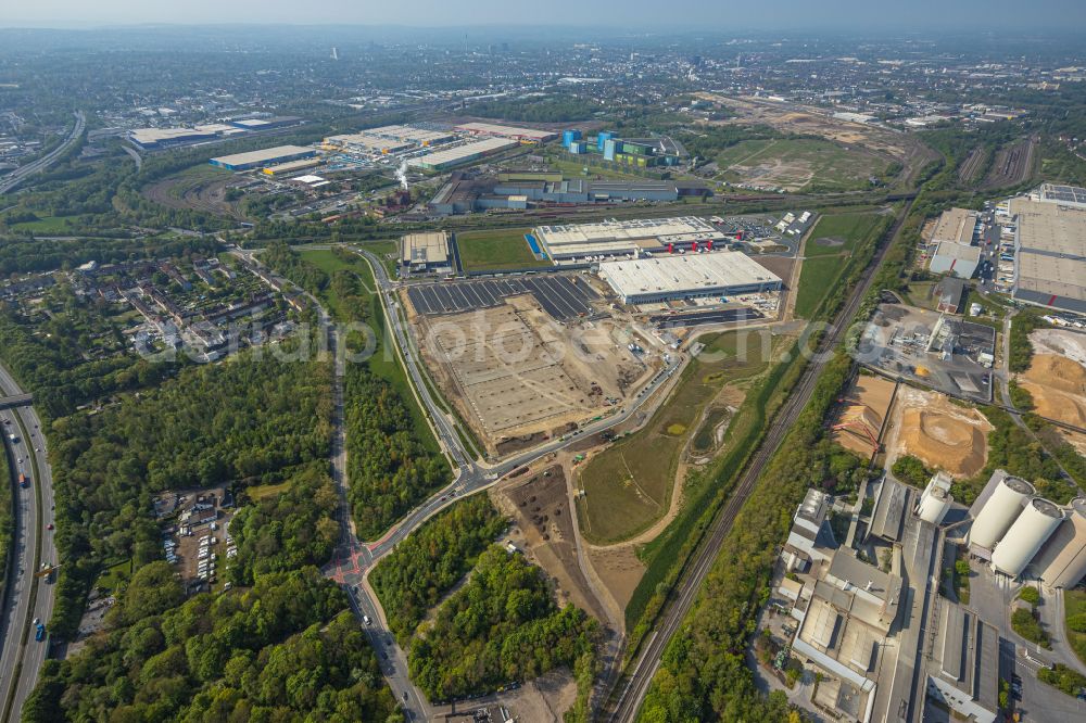 Aerial photograph Dortmund - Development area of the industrial chain of Dortmund Logistik GmbH on the site of the former Westfalenhuette in Dortmund, North Rhine-Westphalia