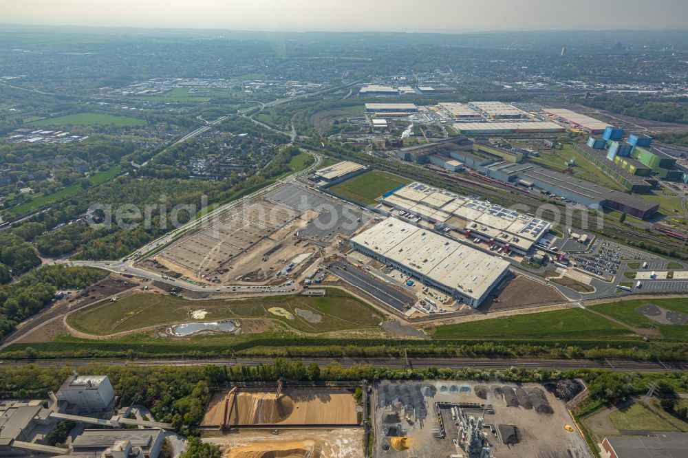 Dortmund from above - Development area of the industrial chain of Dortmund Logistik GmbH on the site of the former Westfalenhuette in Dortmund, North Rhine-Westphalia