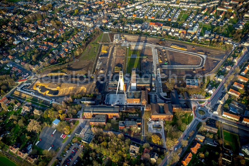 Aerial image Herten - Development area of industrial wasteland at the former mine Schlaegel und Eisen in Herten in the state North Rhine-Westphalia