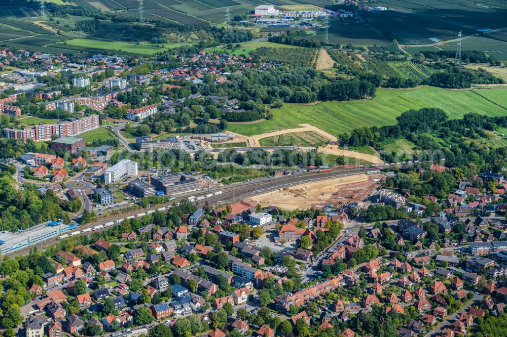 Stade from above - Development area of industrial wasteland on street Hinterm Teich in Stade in the state Lower Saxony, Germany