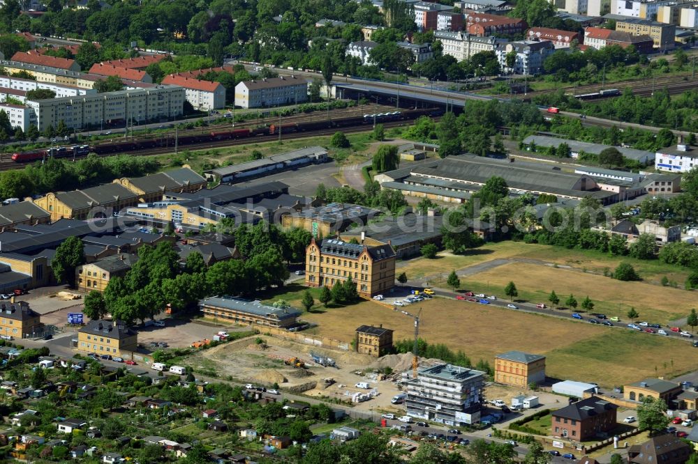 Aerial photograph Magdeburg - Development area of industrial wasteland the former slaughterhouse site in Magdeburg in the state Saxony-Anhalt